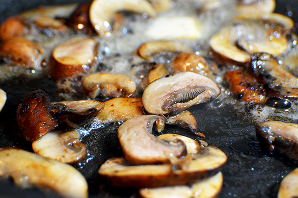 sauting mushrooms and onions