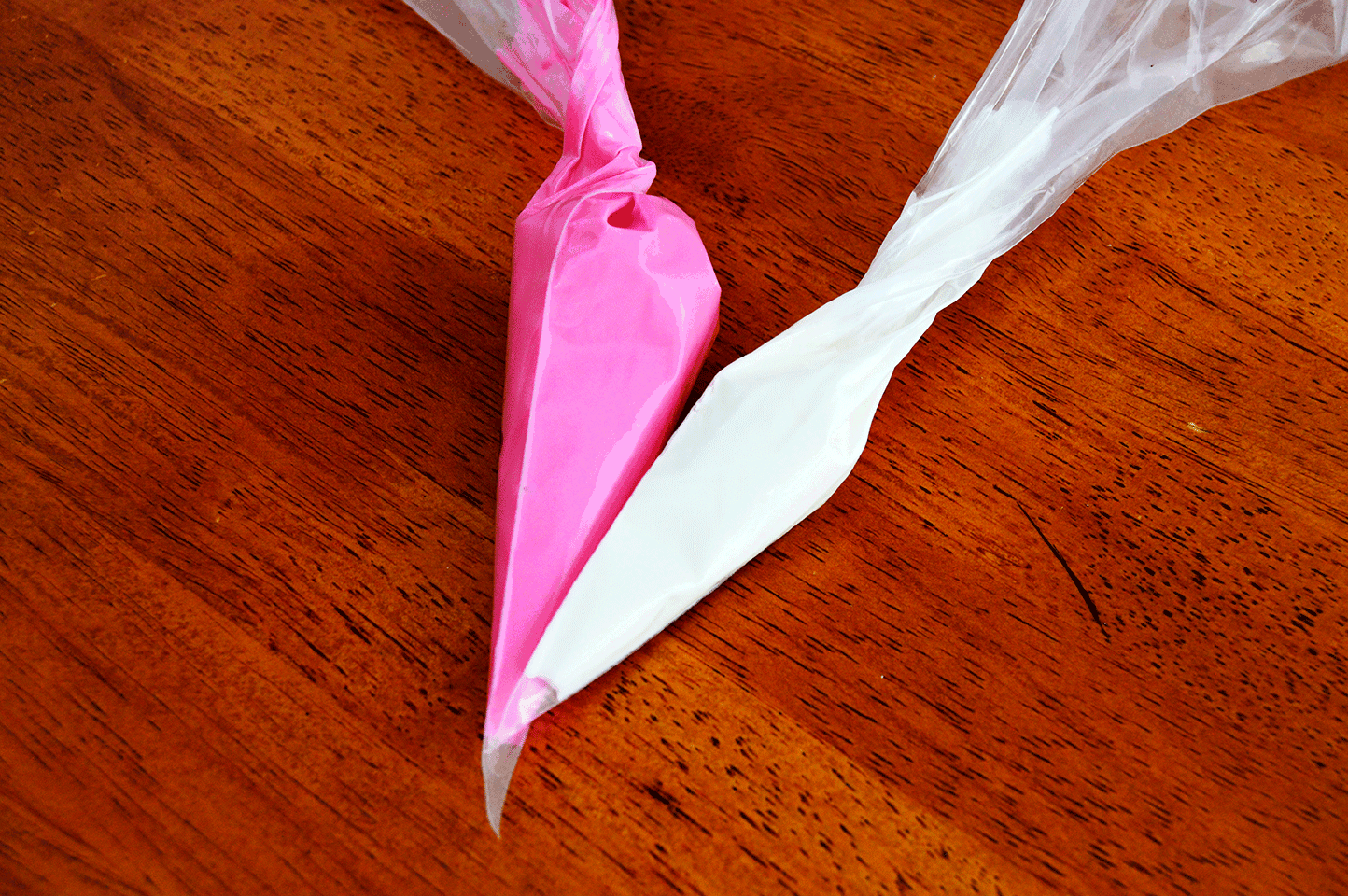 candy melts in piping bags, melted