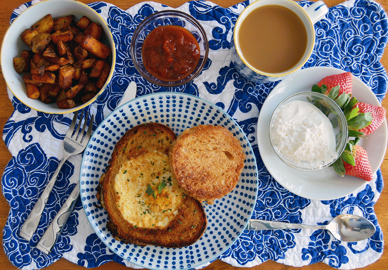 fully breakfast with paprika potatoes as a side