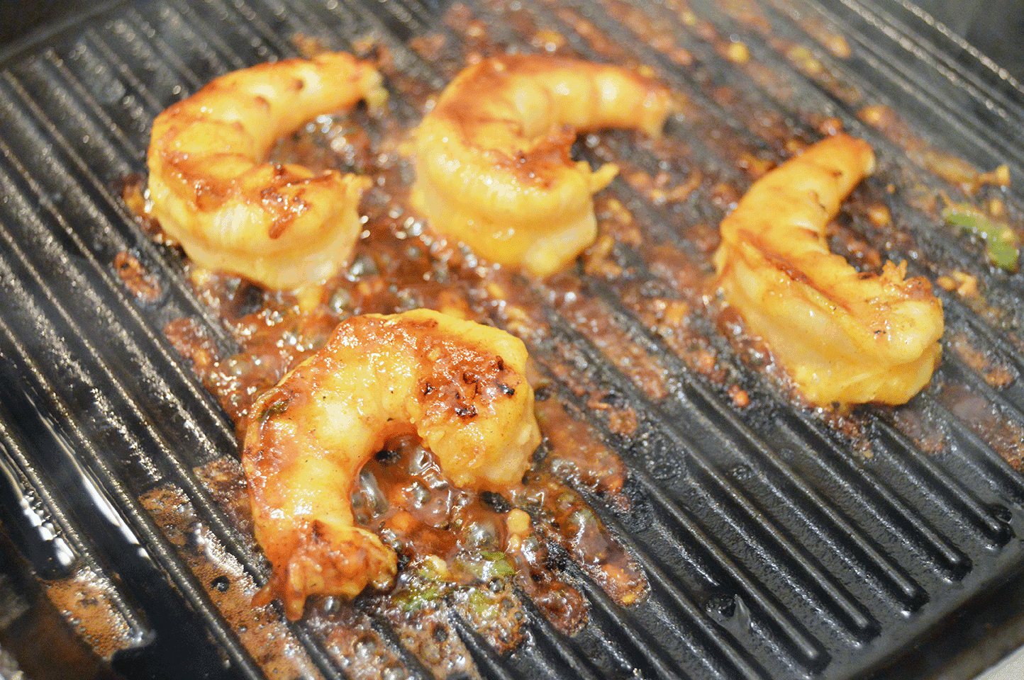 grilled shrimp in grill pan