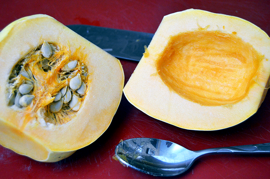 squash with seeds removed