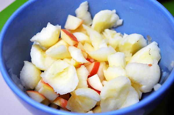 apple insides in bowl