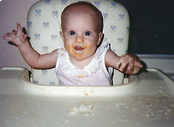baby starving chef eating mashed potatoes