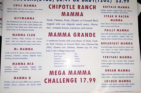 big mammas menu