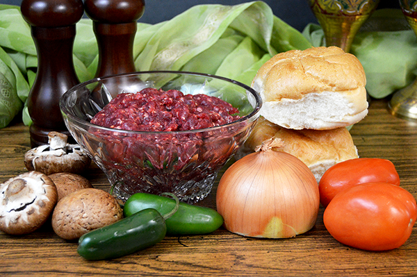 ingredients for flying bison burgers