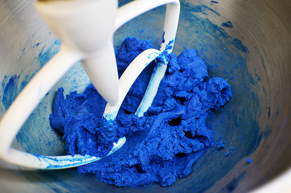 blue dyed dough