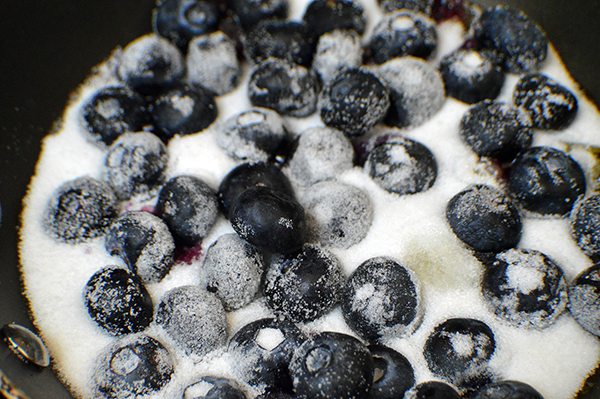 melting sugar and blueberries