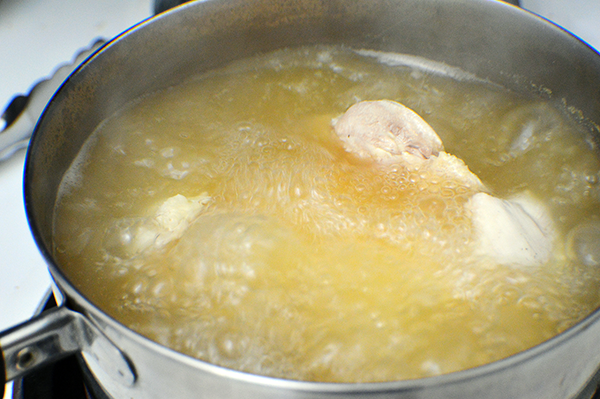 boiling chicken in chicken broth