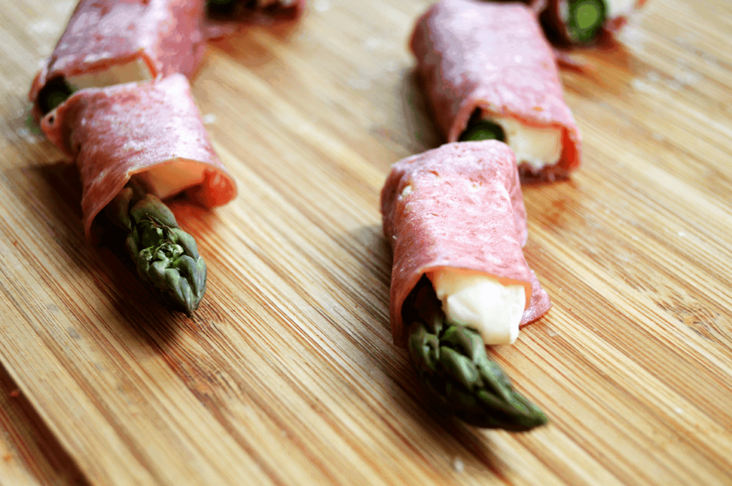 salami brie asparagus roll up