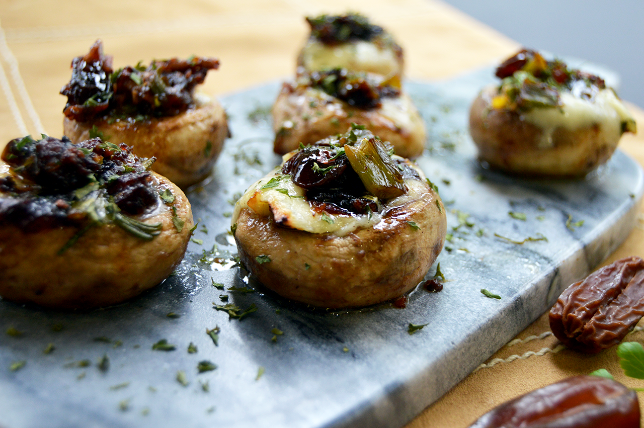 brie and date stuffed mushrooms