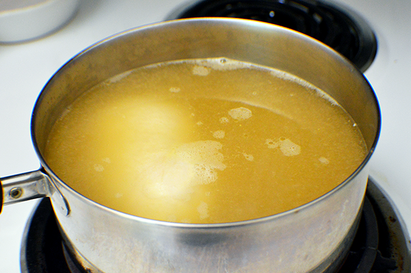 boiling chicken broth