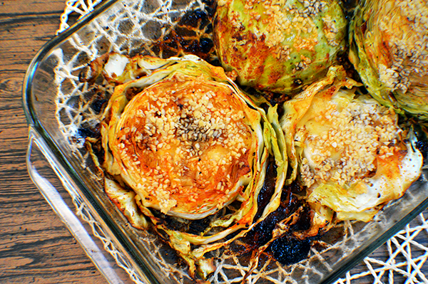 roasted cabbage slices