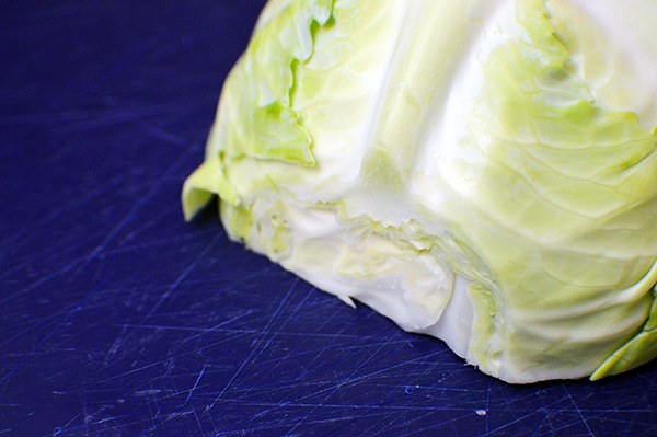 slicing cabbage