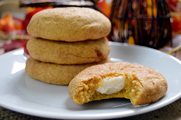 Pumpkin Snickerdoodles with Cheesecake Filling