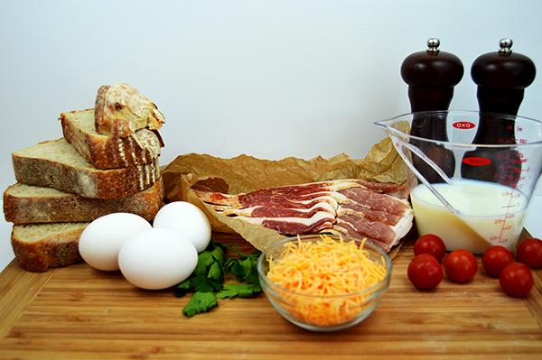 ingredients for chicken bacon strata