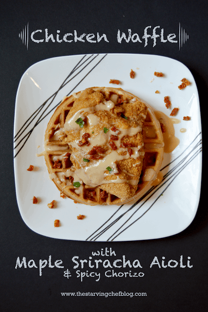 Soyrizo, Spinach Hash Brown Waffles with Sriracha Syrup