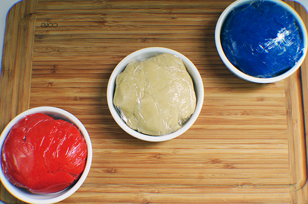 red white and blue dough