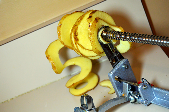 apple corer on potato