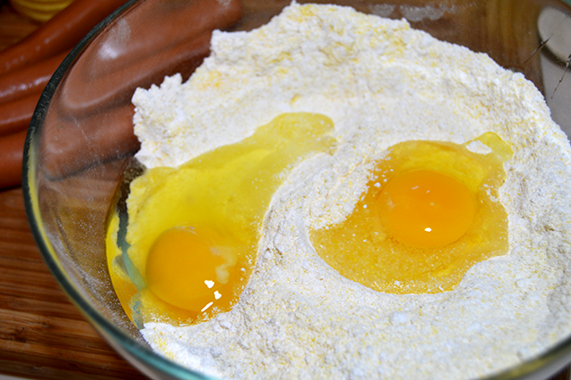 eggs in flour