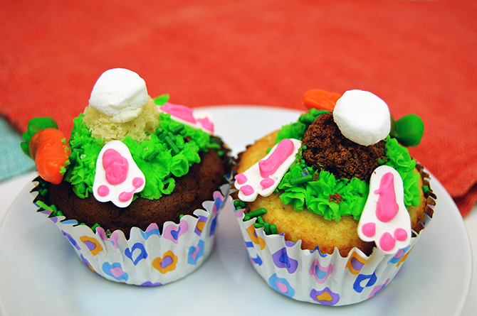 easter bunny butt cupcakes