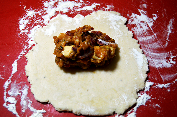 dough with filling in the center