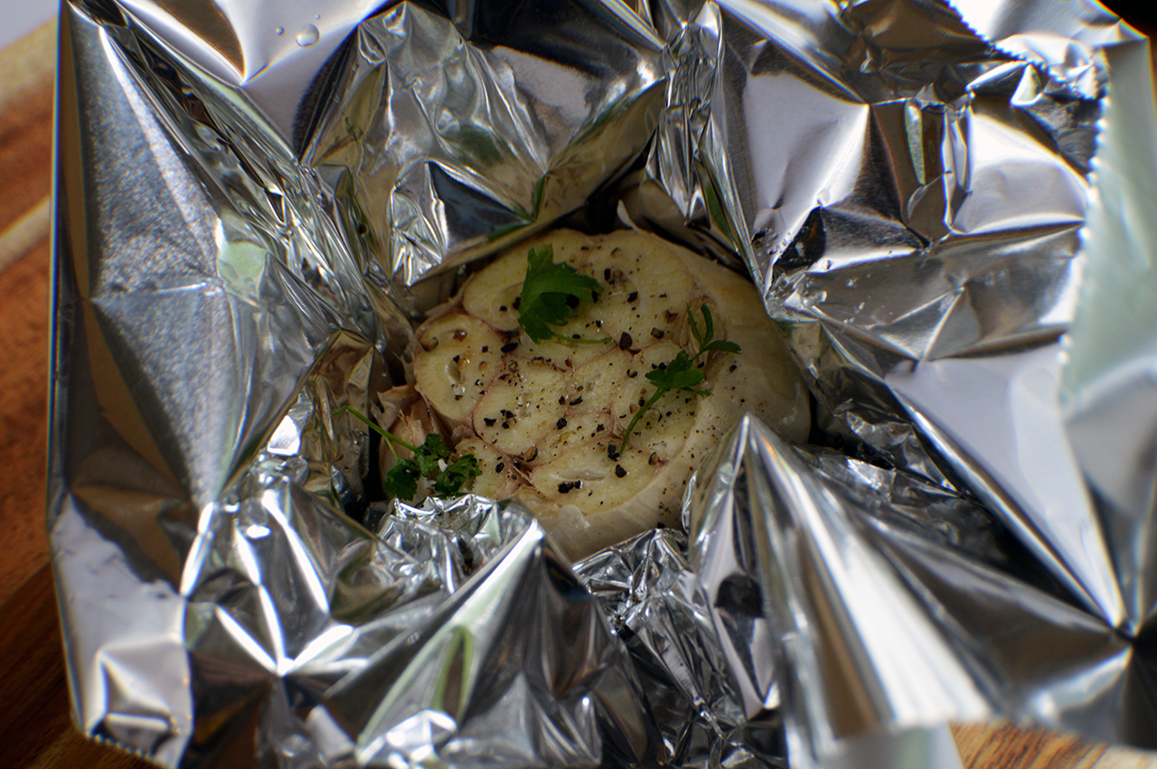 garlic wrapped in foil