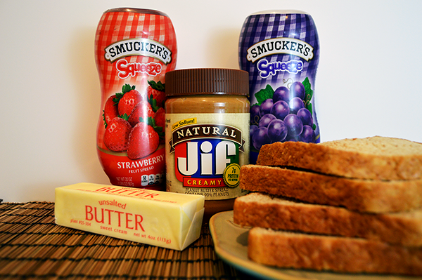ingredients for grilled pb&j