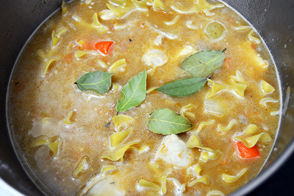 soup with bay leaves