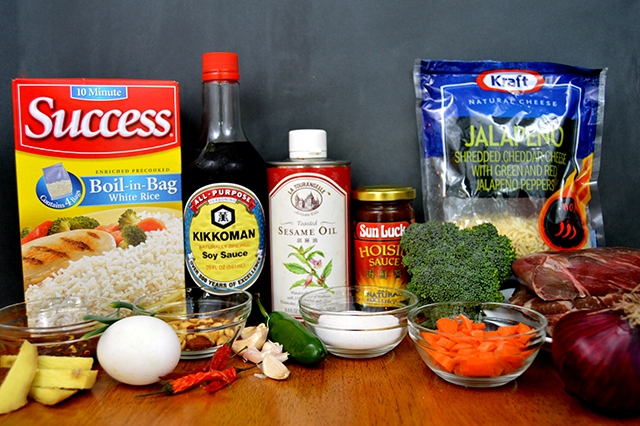 ingredients for asian inspired quesadilla