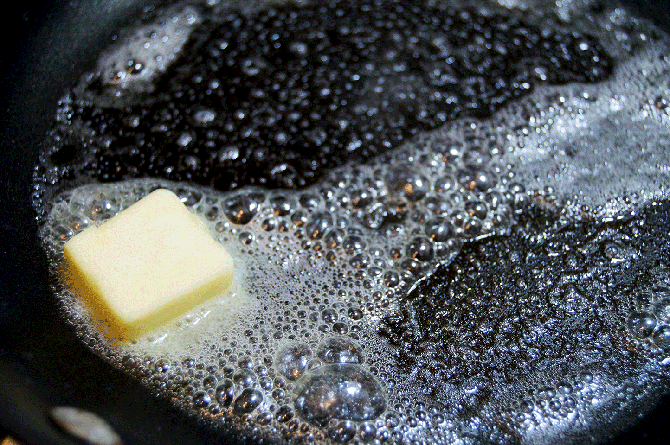 melting butter in skillet