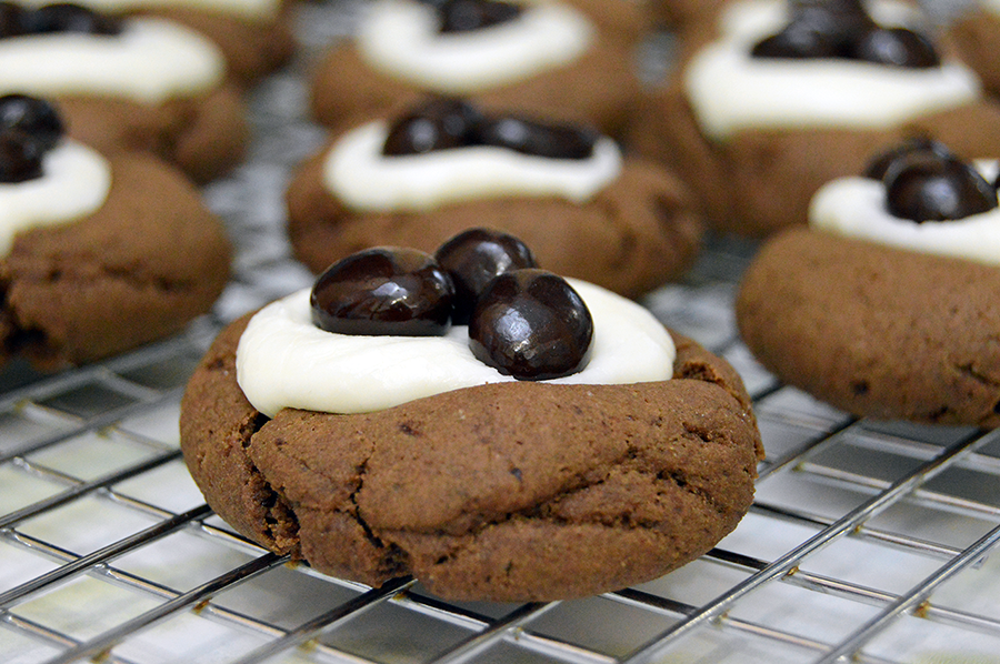 cookies with icing and espresso beans