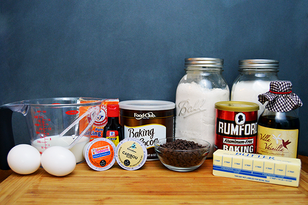 ingredients for cupcakes with coffee