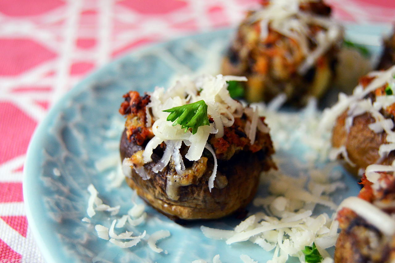 mushrooms with sausage filling