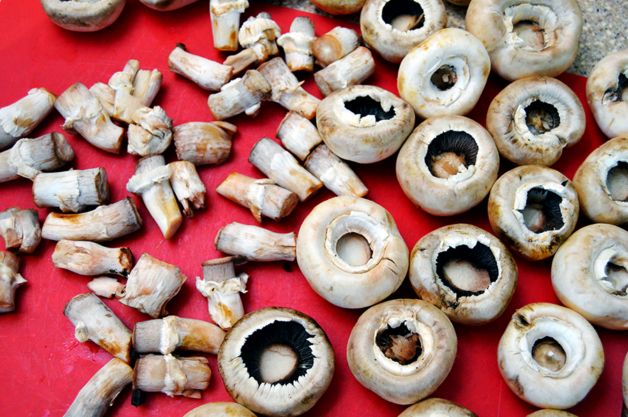 mushroom caps and stems