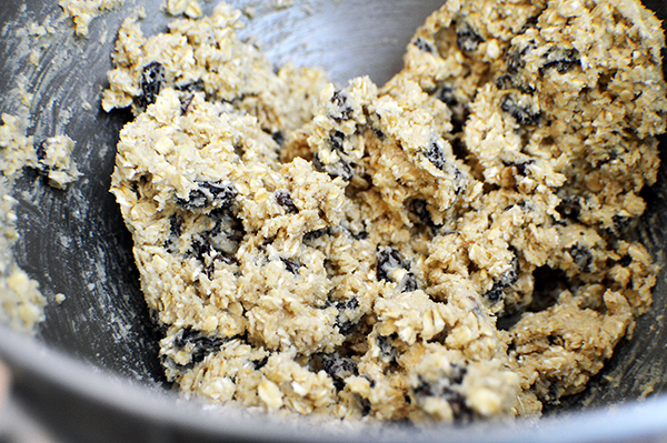 raisins in oat dough
