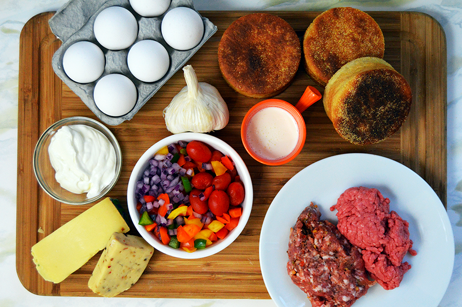 ingredients for omelette burgers