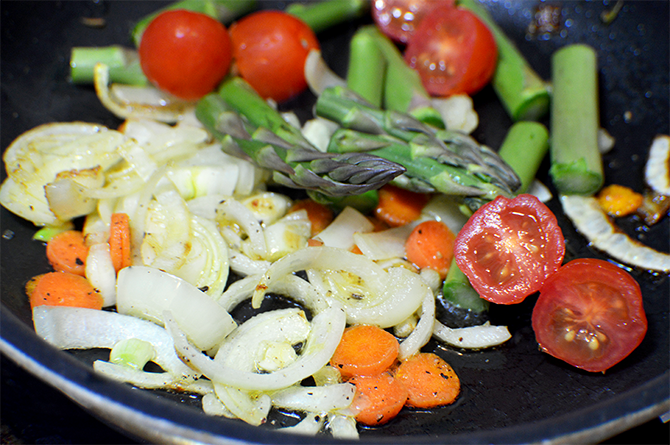 sauted veggies for orzo salad