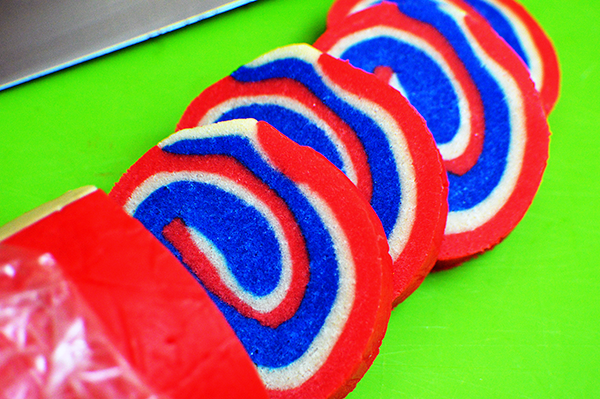 dough rolled in red white and blue