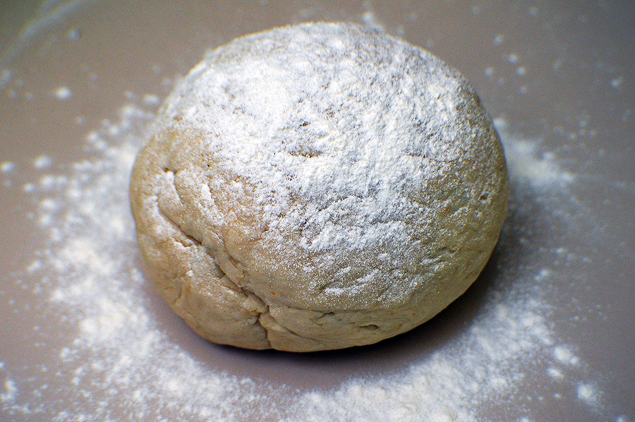 dough ball with flour