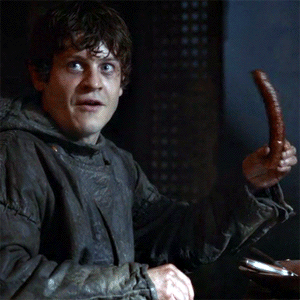 ramsay snow with a sausage