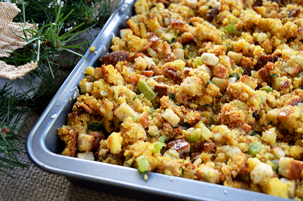 corn bread casserole in pan