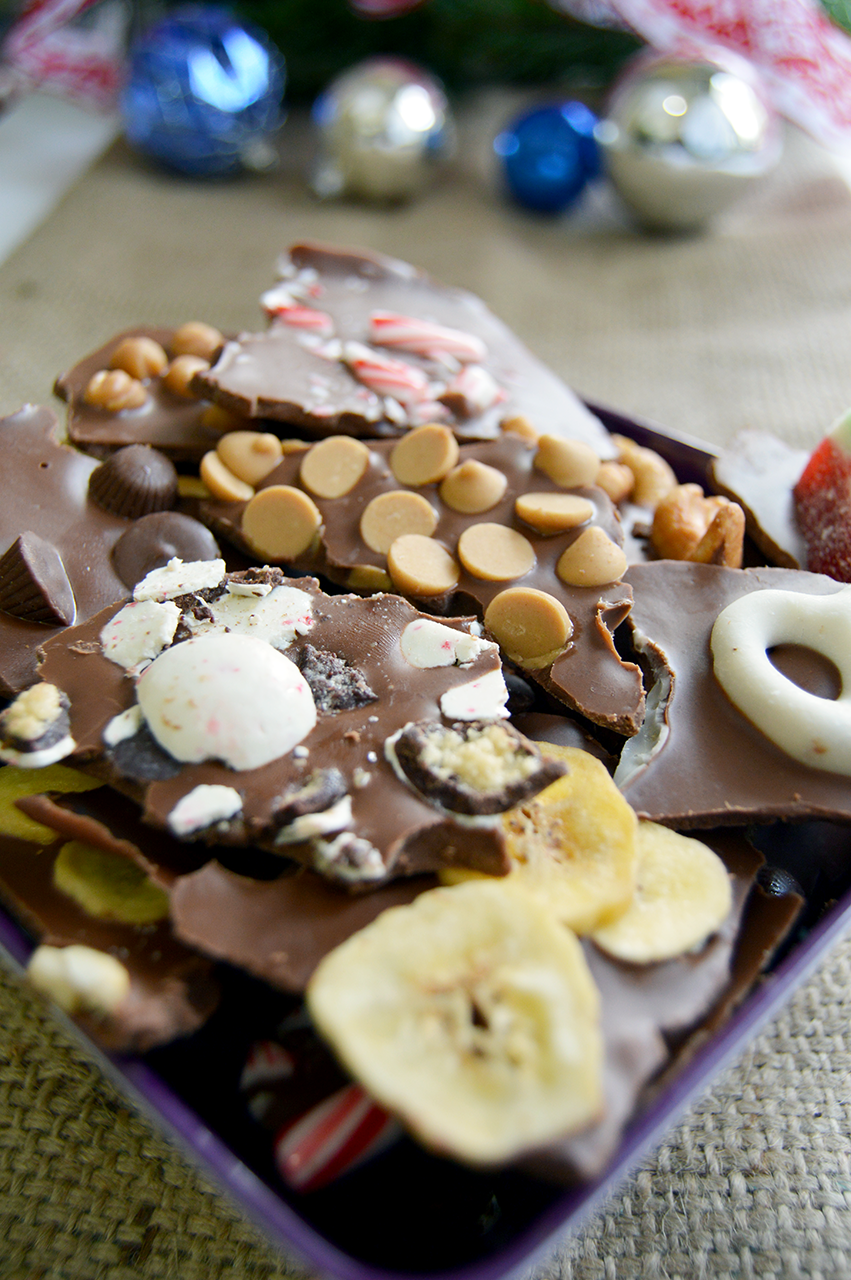 broken chocolate with toppings