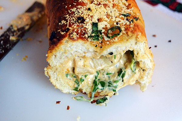 Spinach & Artichoke Stuffed Garlic Bread