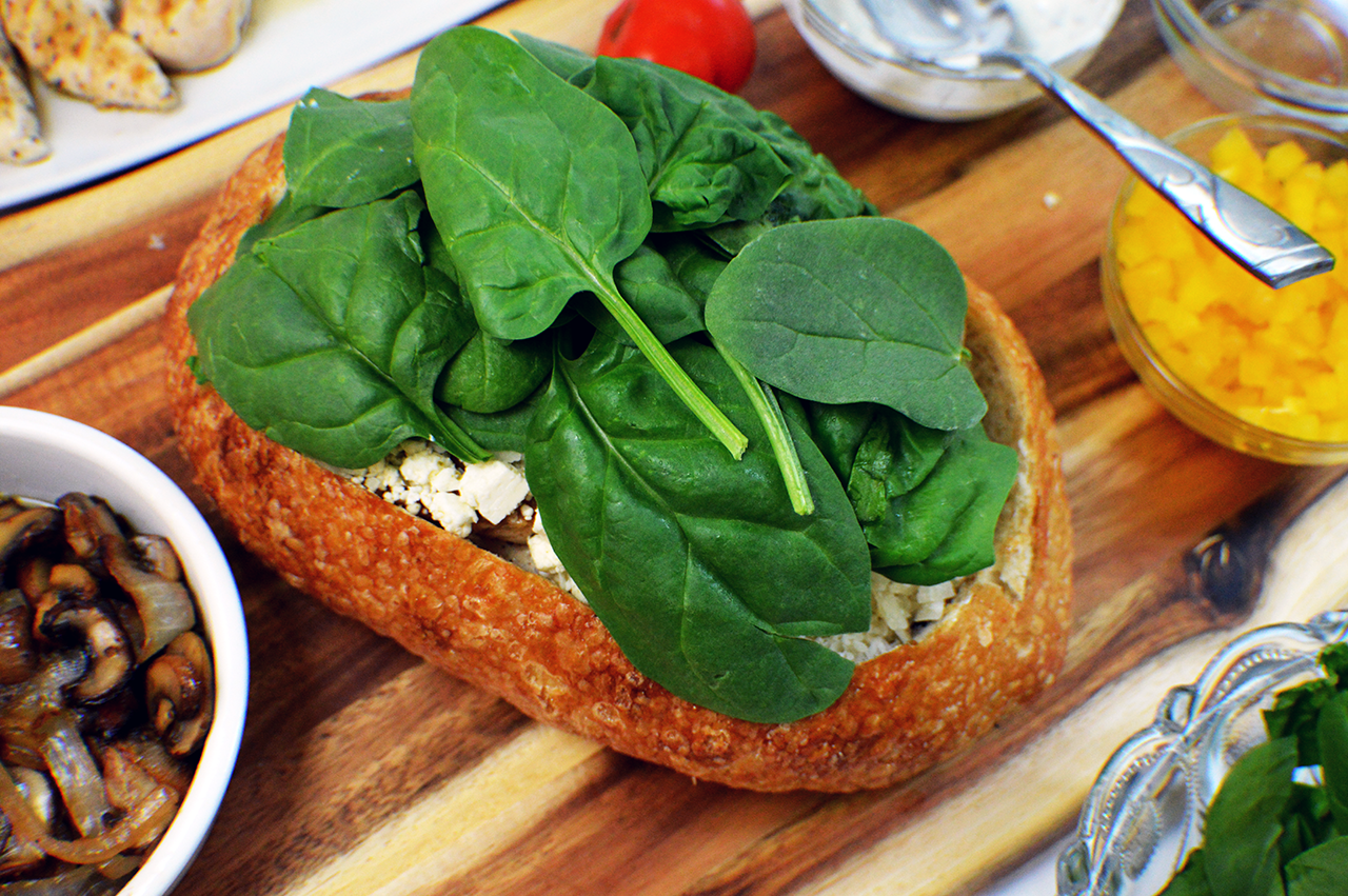spinach in bread