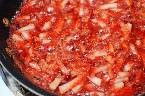 simmering strawberries
