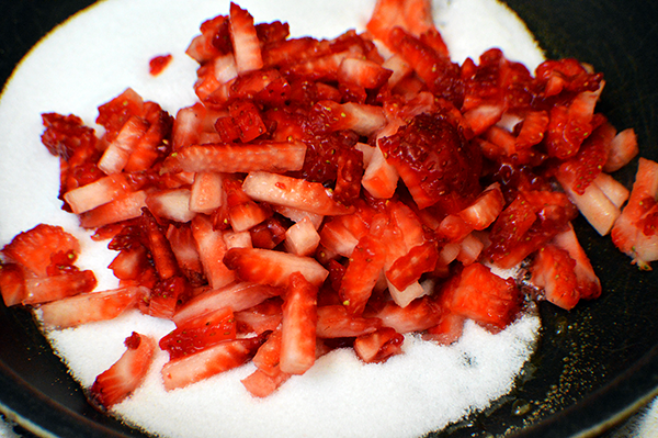 chopped strawberries in sugar