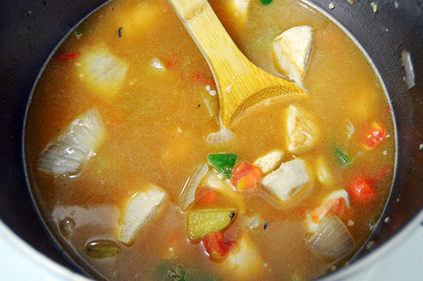 simmering soup