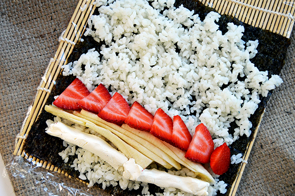 fruit sushi with rice
