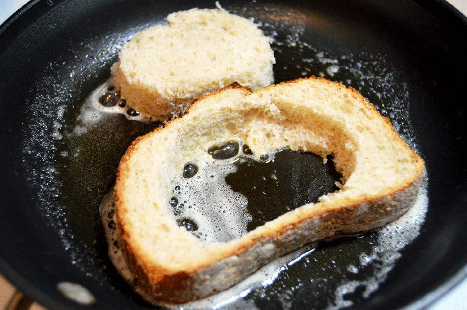 frying bread in skillet