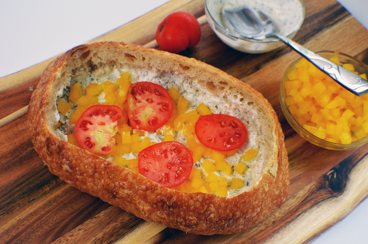 bread with tomatoes and peppers